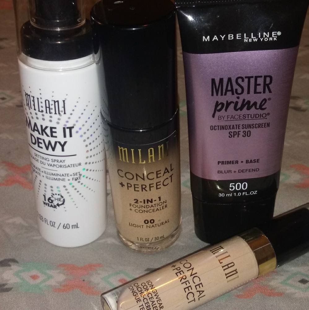 All new foundation, primer, setting spray,conceler